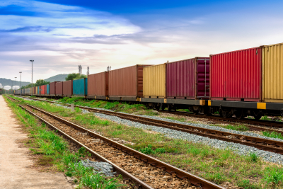 freight train with cargo containers